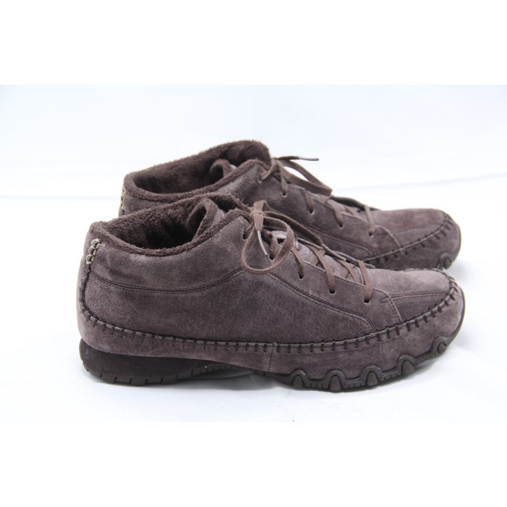 Skechers Bikers Boots Womens 9.5 Brown Suede Totem Pole Lace Up Moc Bootie 49013